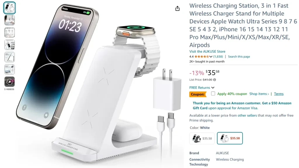 Wireless Charging Station (3-in-1 Fast Wireless Charger)