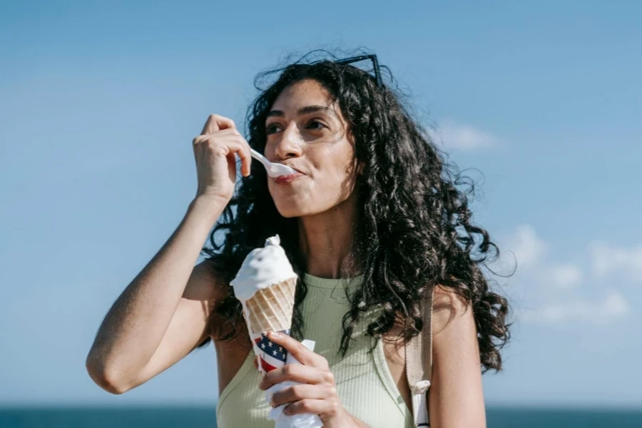Woman Eating Ice Cream