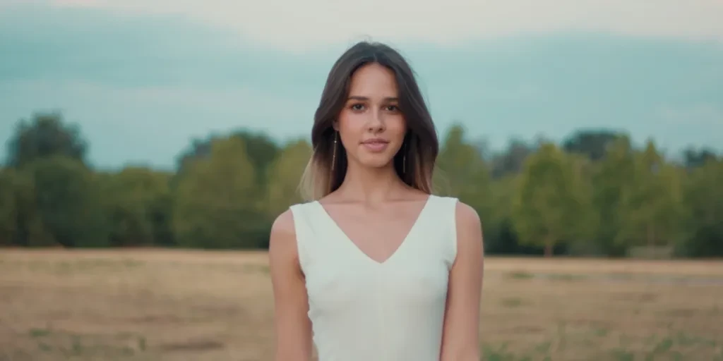 Woman rocking a white V-neck dress