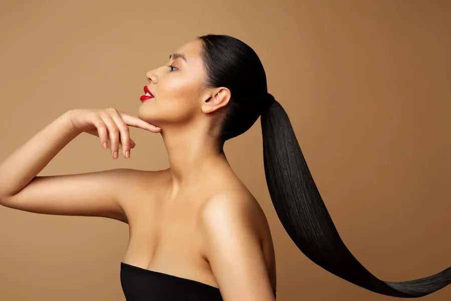Young Woman with long Ponytail Hair