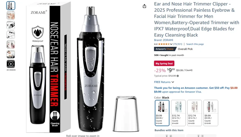 Cortapelos para orejas y nariz ZORAMI