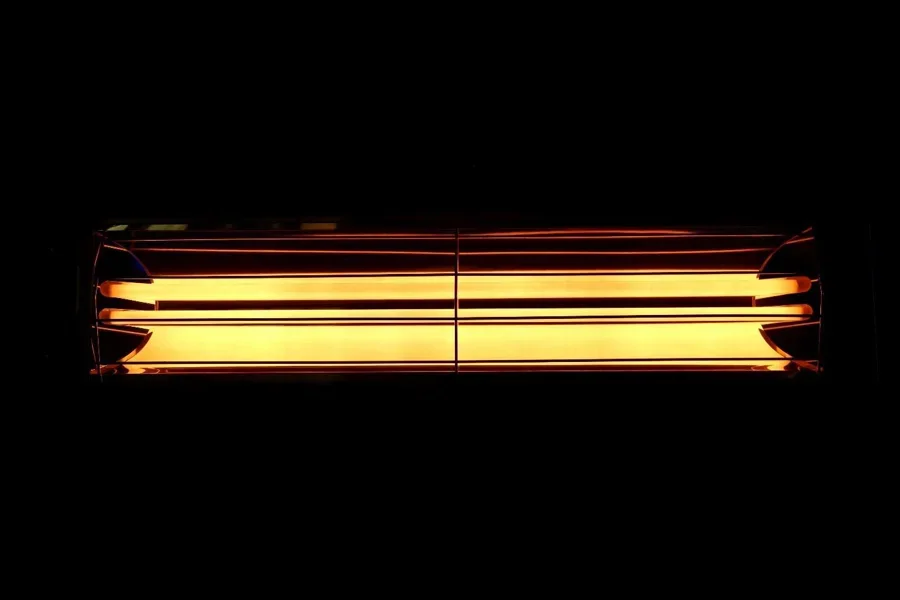 a close up of a heater in the dark