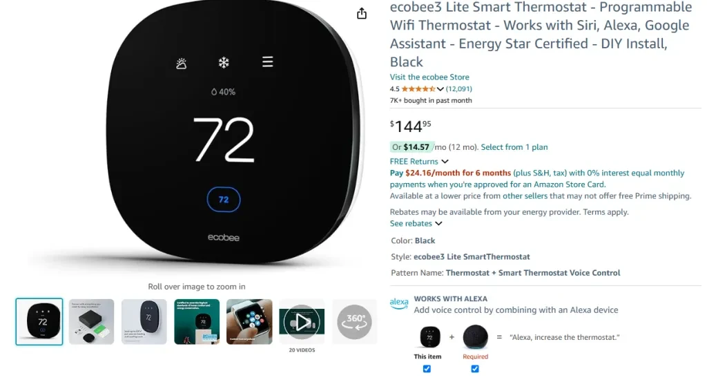 ecobee3 Lite Smart Thermostat