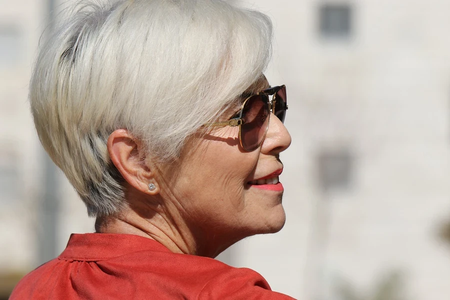 woman, portrait, business, haircut, lipstick, elderly