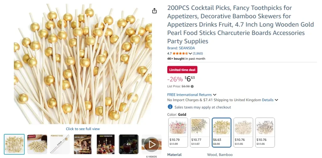 200 Stück Cocktailspieße, ausgefallene Zahnstocher für Vorspeisen