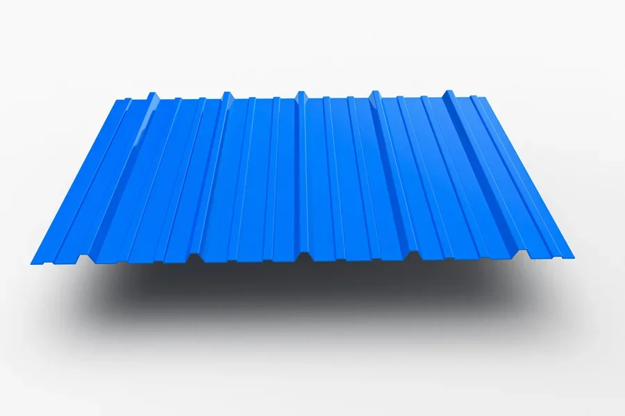 A blue metal ceiling panel