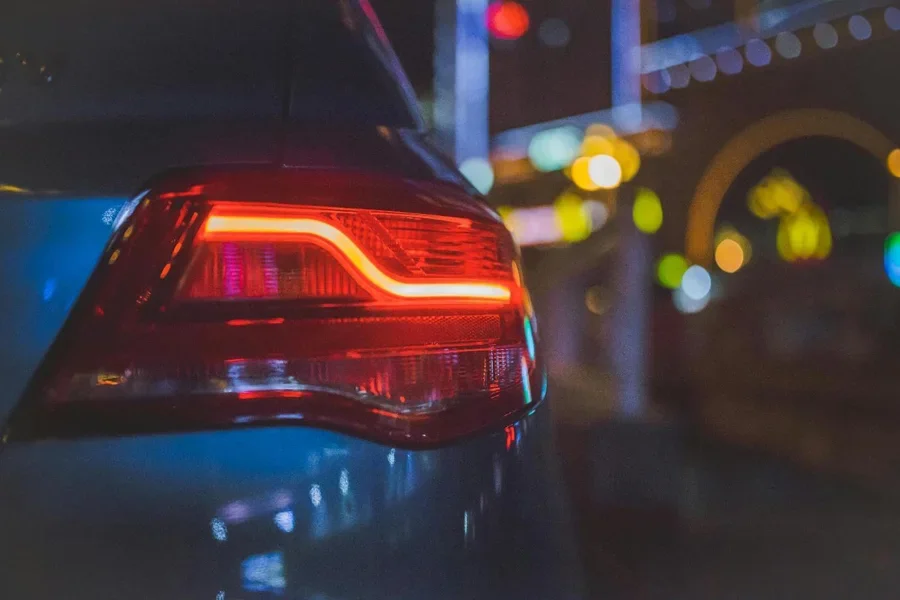 A close up of a car tail light