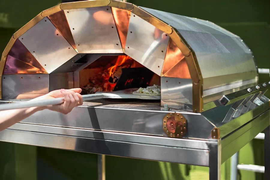 A dual-fuel propane pizza oven