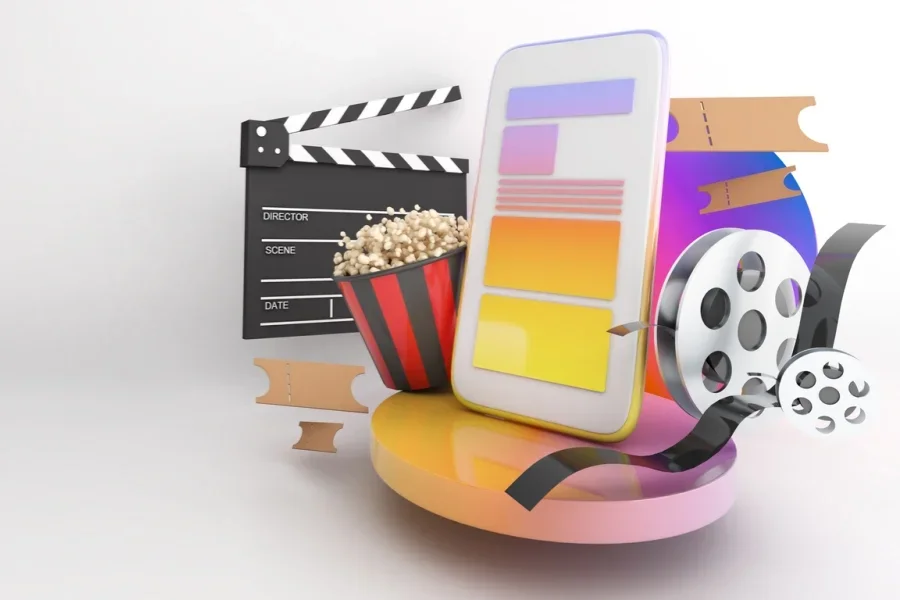 Symboles multimédias animés avec du pop-corn