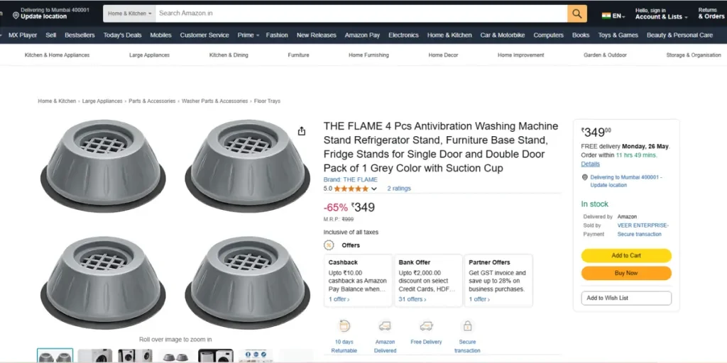 Anti-vibration pads for refrigerators and washing machines