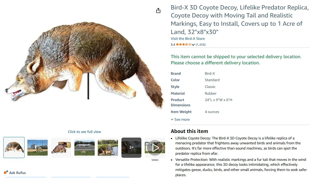 Bird-X 3D Kojote Raubtier Lockvogel