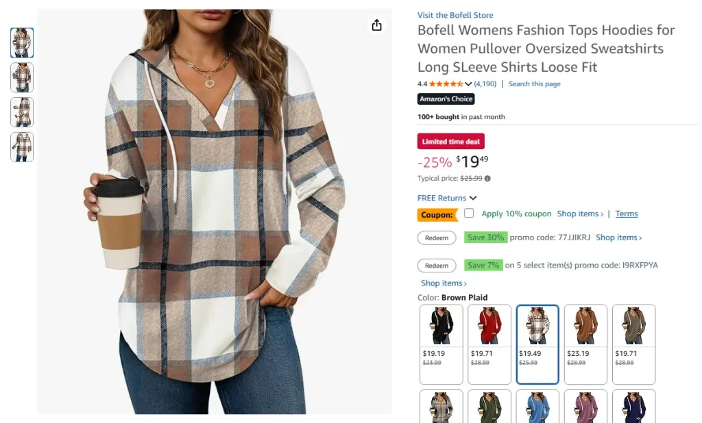 Sudadera extragrande de manga larga para mujer de Bofell