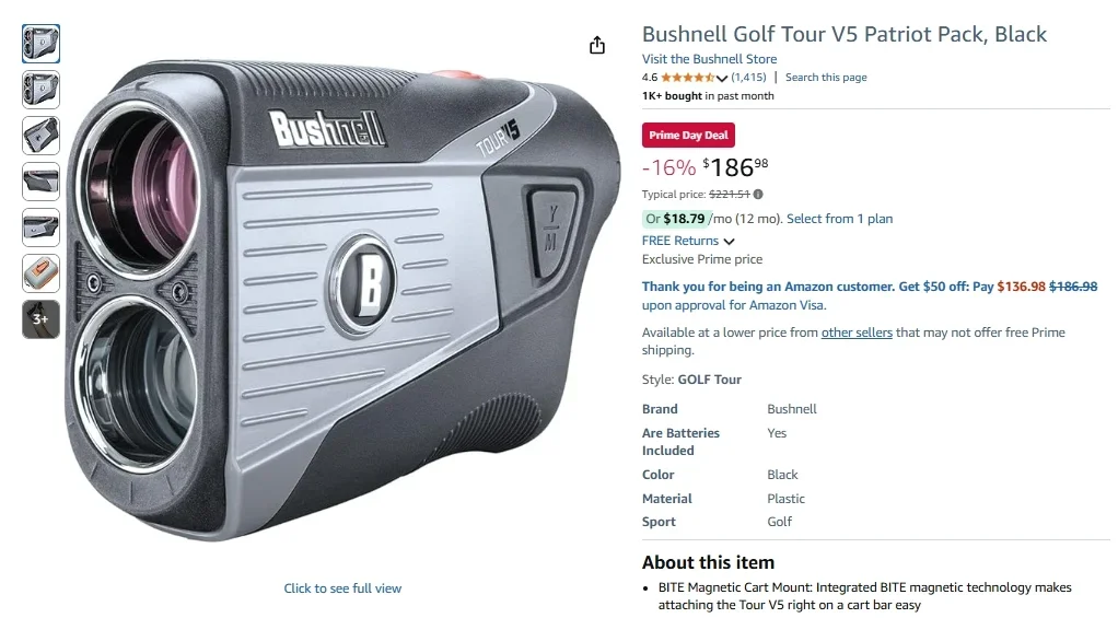 Telémetro láser Bushnell Tour V5 Patriot Pack