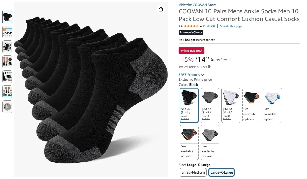 COOVAN - 10 pares de calcetines tobilleros para hombre: calcetines casuales, cómodos y de corte bajo