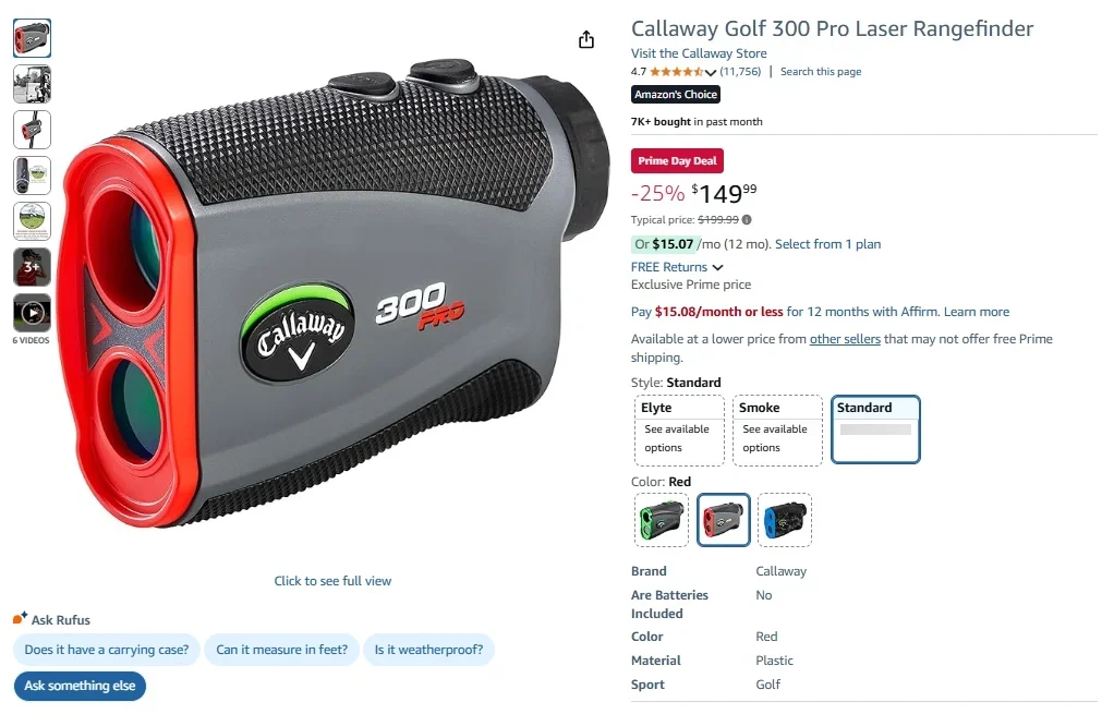 Telémetro láser Callaway 300 Pro con medición de pendiente