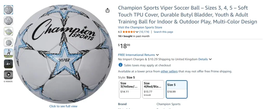 Balón de fútbol Champion Sports Viper