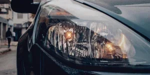 Close up of a car headlight