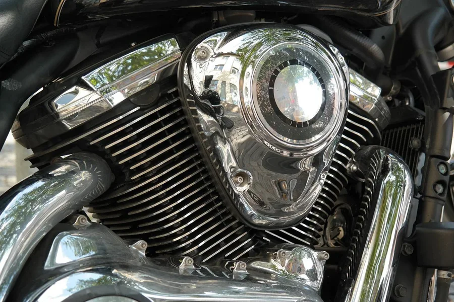 Close-up of a motorcycle engine