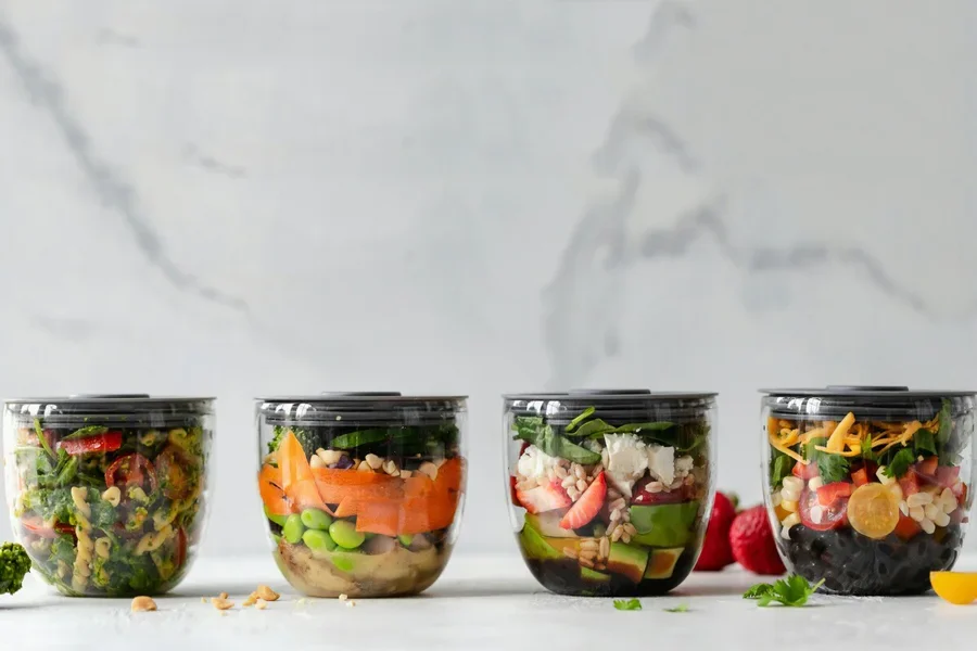 Recipientes de vidrio redondos y profundos para almacenar alimentos