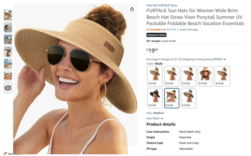 Topi Pelindung Matahari FURTALK untuk Wanita