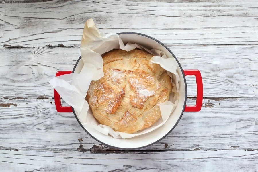 Fresh Artisan bread in a Dutch oven