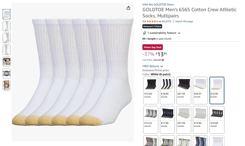 Calcetines deportivos de algodón GOLDTOE 656S para hombre (varios pares)