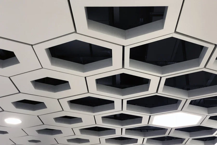 Hexagon drop ceiling grid panels