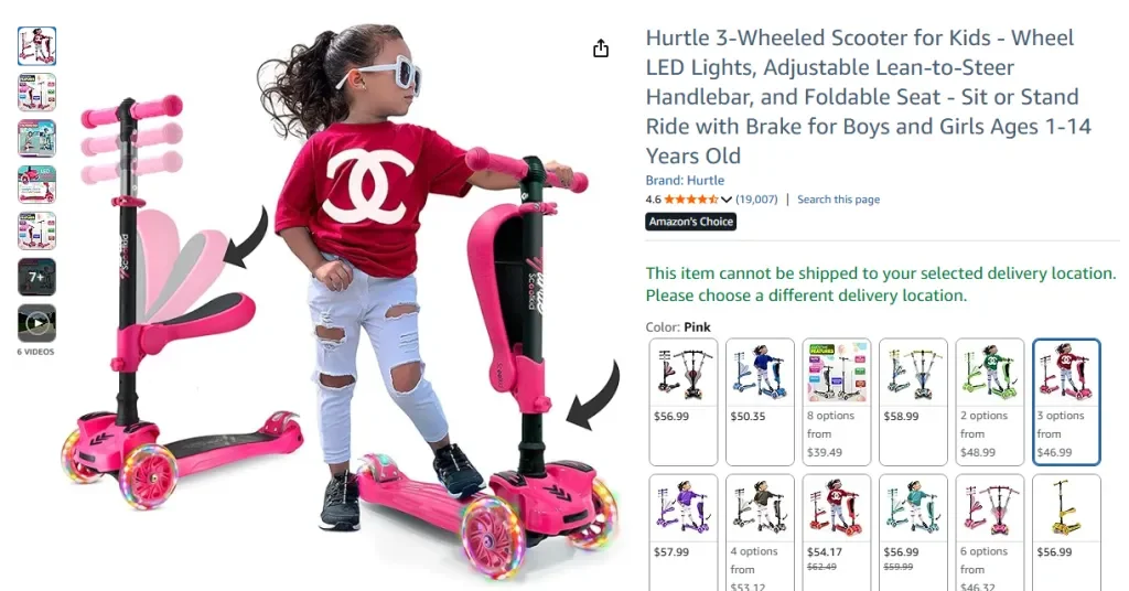 Patinete Hurtle de 3 ruedas para niños