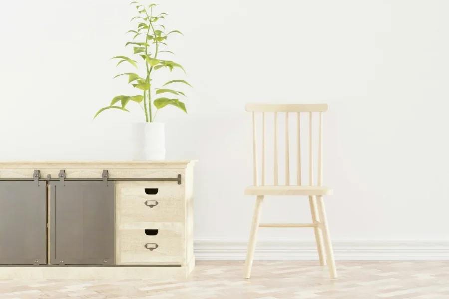 Light wood chair and sideboard