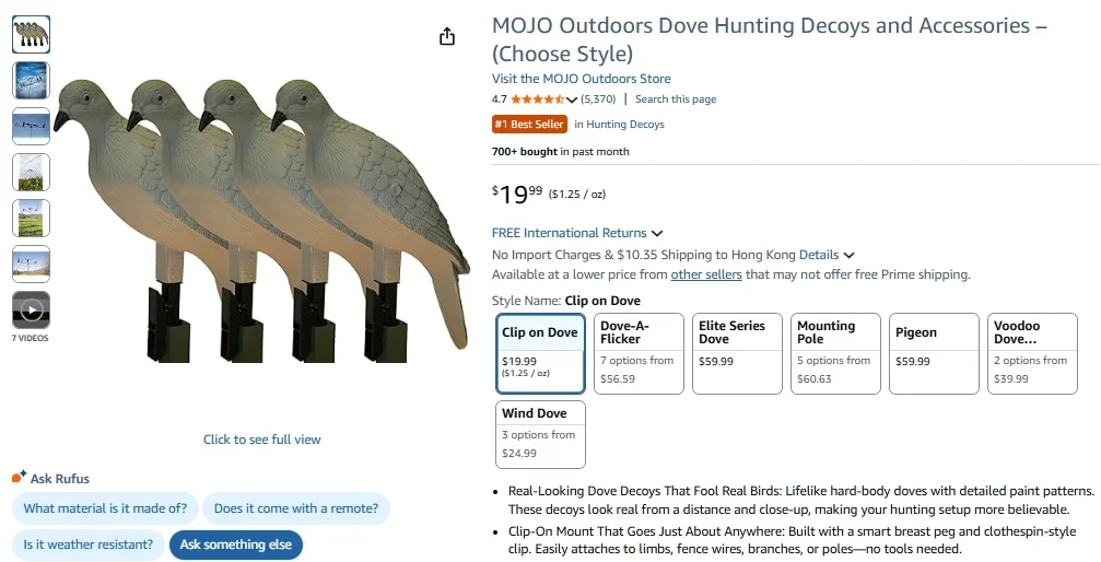 MOJO Outdoors Clip-on Tauben-Attrappen