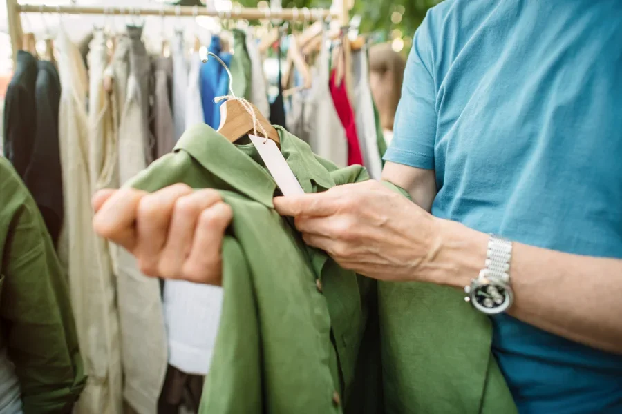 Man shopping at a flea market