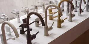 Many faucet mixers in a row