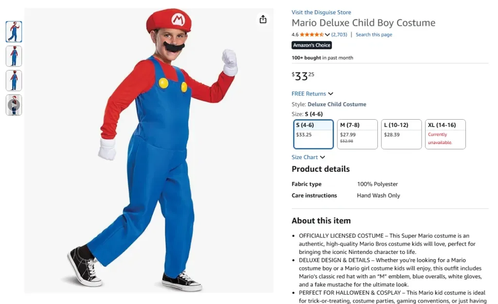 Disfraz infantil de Mario Deluxe para niño