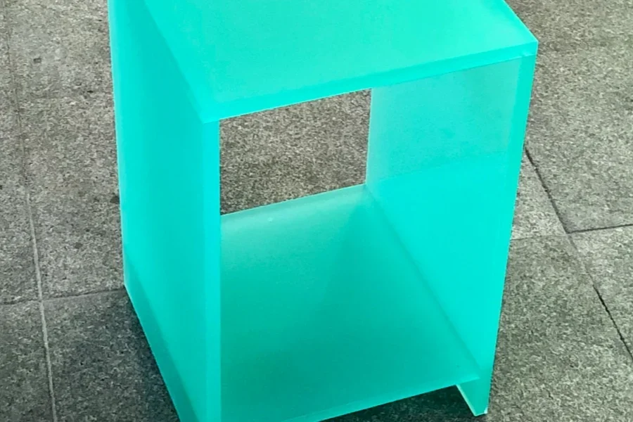 Matte translucent teal side table