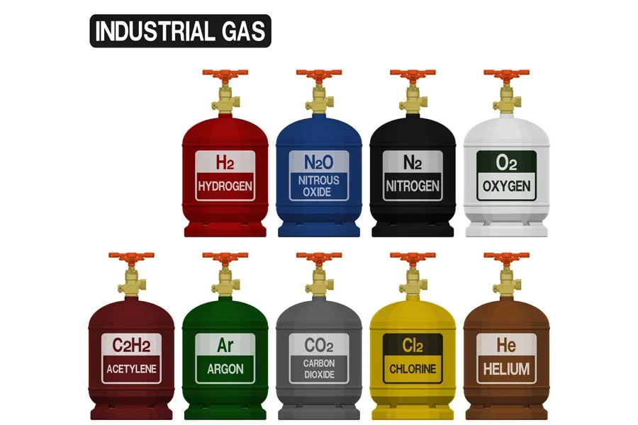 Mini cylinders with industrial gases