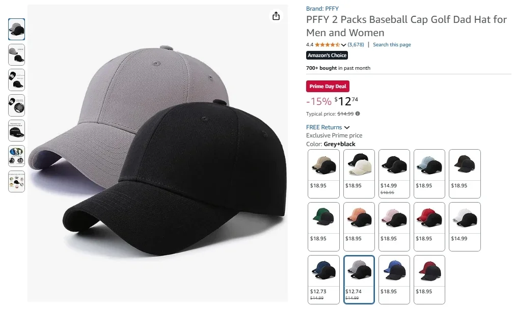 PFFY Lot de 2 casquettes de baseball et de golf pour hommes et femmes