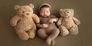 Peaceful Baby Sleeping with Teddy Bears