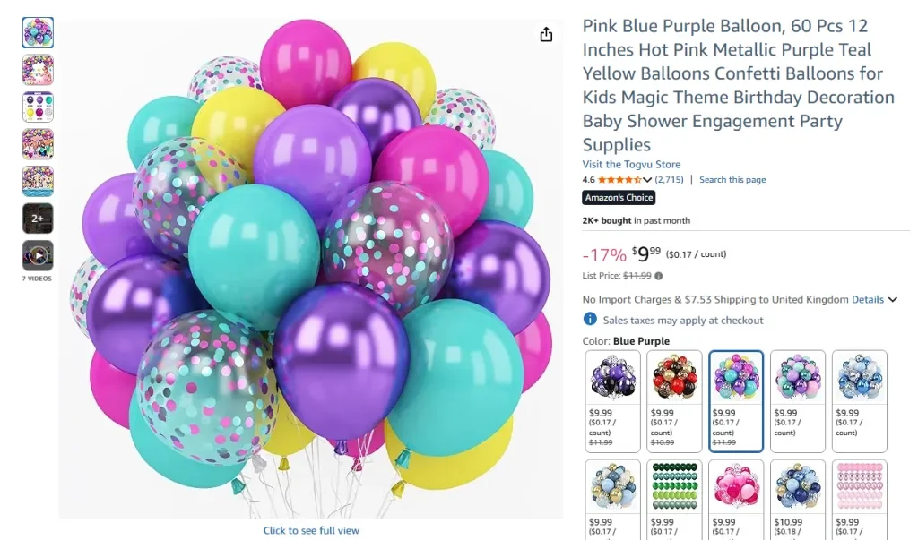 Rosa Blau Lila Ballon, 60 Stück 12 Zoll Hot Pink Gemischt