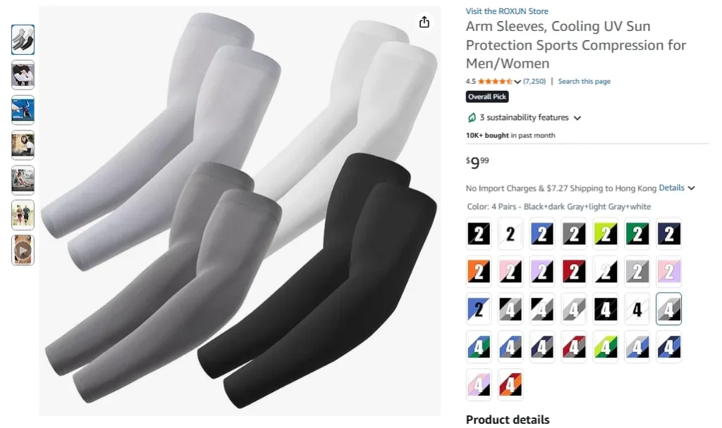 ROXUN 4 pares de mangas de brazo, protección solar UV refrescante, compresión deportiva