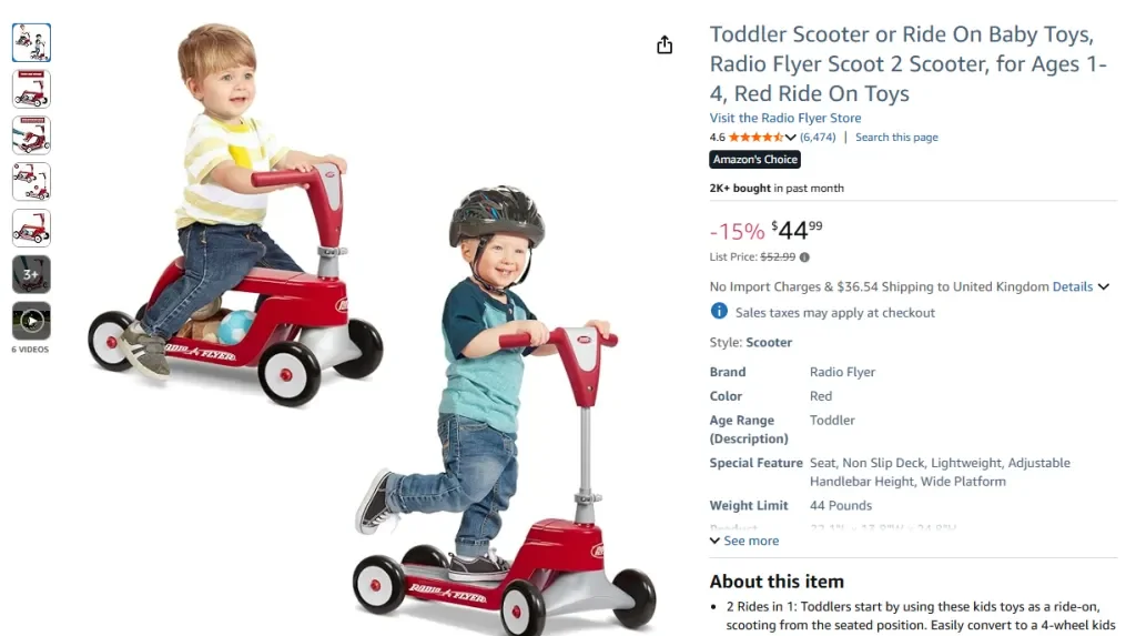 Patinete Radio Flyer Scoot 2 (combinación de patinete y vehículo recreativo)