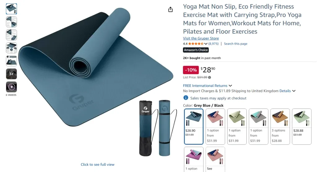 Esterilla de yoga Retrospec Solana de 1 pulgada de grosor con correa de transporte de nailon