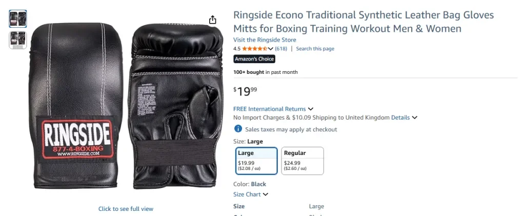 Guantes de cuero sintético tradicionales Ringside Econo