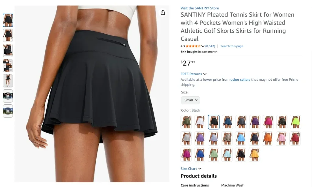 Falda de tenis plisada SANTINY para mujer con 4 bolsillos