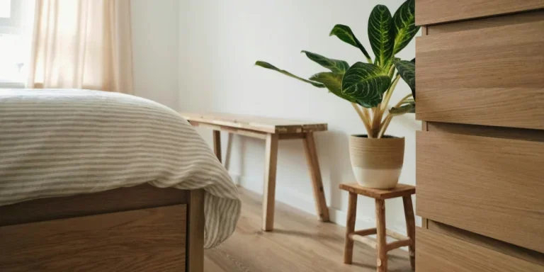 Dormitorio sencillo con muebles de madera