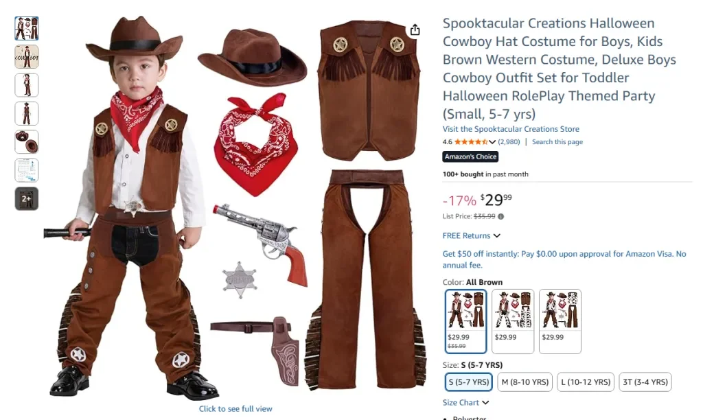 Disfraz de sombrero de vaquero de Halloween para niño de Spooktacular Creations