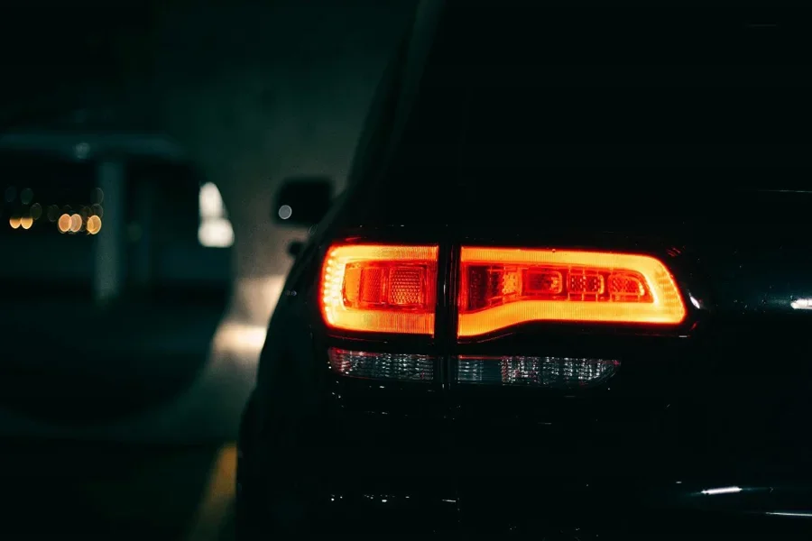 The back of a car with red lights