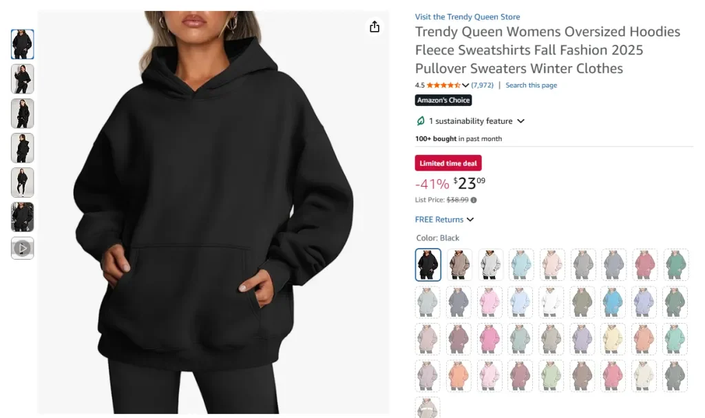 Sudadera con capucha extragrande de polar Trendy Queen para mujer