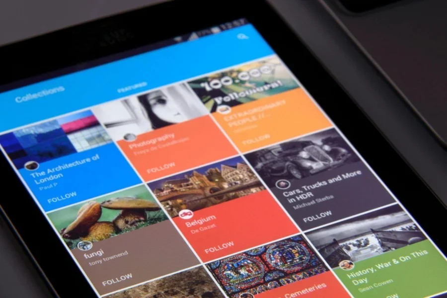Turned-on Phone Displaying Collections Book