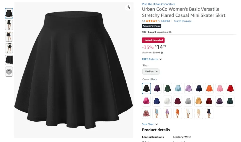 Falda acampanada elástica básica y versátil para mujer de Urban CoCo