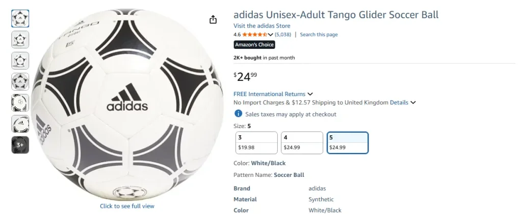Balón de fútbol adidas Tango Glider unisex para adultos